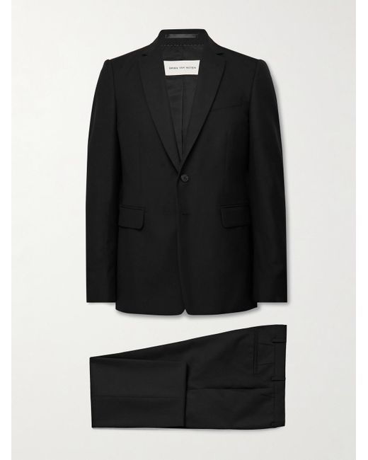 Dries Van Noten Black Slim-Fit Grain De Poudre Wool Suit for men