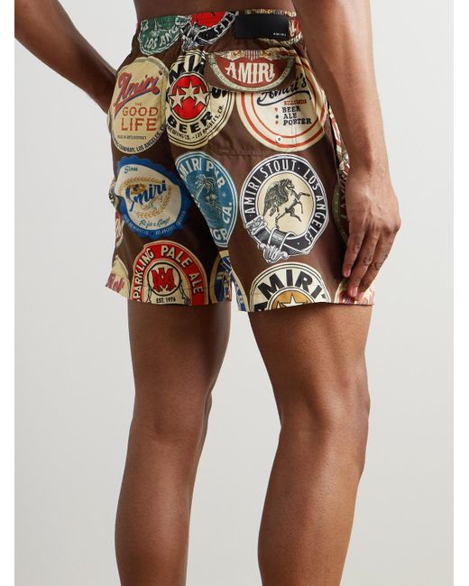 Shorts Da Mare Medi A Gamba Dritta Con Logo Coasters di Amiri in Brown da Uomo