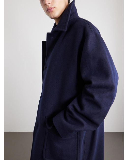 Dries Van Noten Blue Oversized Wool-Blend Coat for men