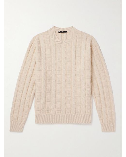 Acne Natural Kelvir Face Cable-Knit Wool-Blend Sweater for men