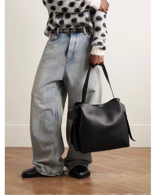 Acne Black Musubi Knotted Leather Tote Bag for men