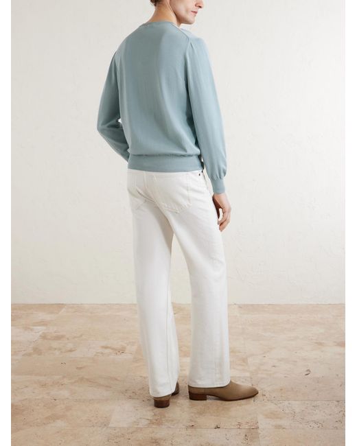 Canali Blue Cotton Sweater for men