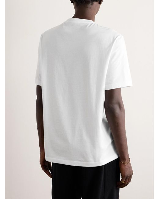 Versace T-Shirt aus Baumwoll-Jersey mit Logostickerei in Natural für Herren