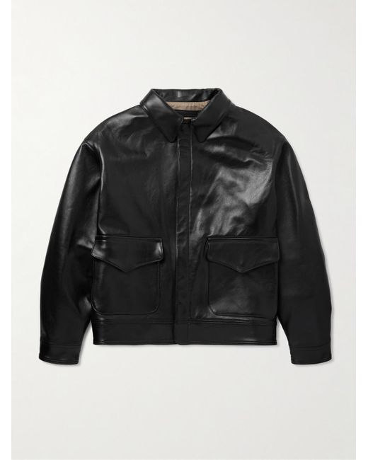 A.PRESSE Black Type A-2 Leather Jacket for men