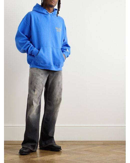 GALLERY DEPT. Blue 90's Oversized Logo-Print Cotton-Jersey Hoodie for men