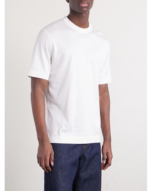 Zegna White Cotton And Silk-blend Jersey T-shirt for men