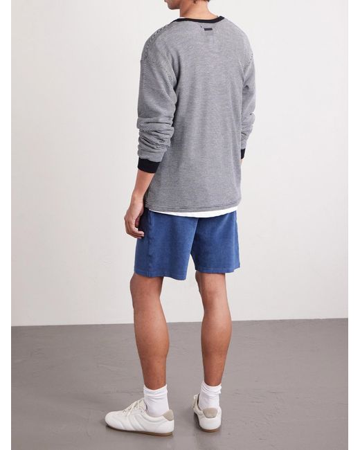 Fedeli Blue Slim-Fit Cotton-Terry Drawstring Shorts for men