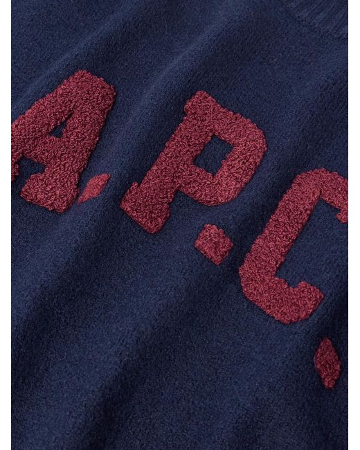 Jay Logo-Appliquéd Wool Sweater di A.P.C. in Blue da Uomo