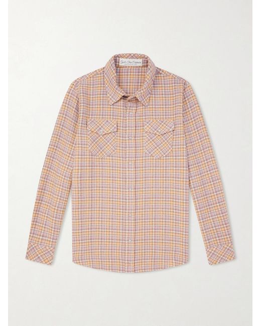 God's True Cashmere Pink Midnight Rose Checked Cashmere Shirt for men