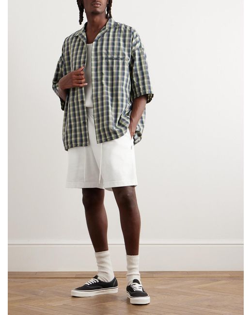 (w)taps White Straight-Leg Logo-Embroidered Cotton-Blend Jersey Shorts for men