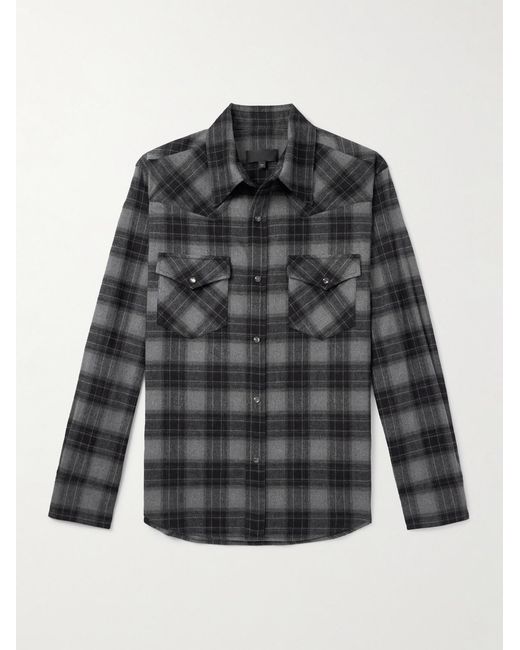 Nili Lotan Gray Travis Checked Cotton-Flannel Shirt for men