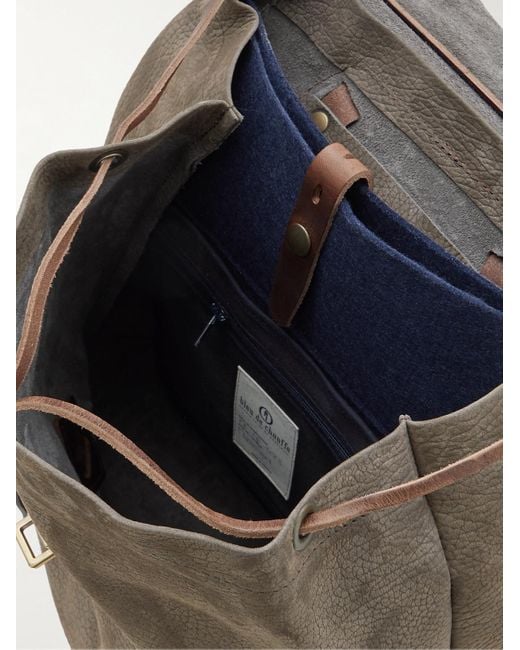 Bleu De Chauffe Brown Zibeline Leather-trimmed Full-grain Nubuck Backpack for men