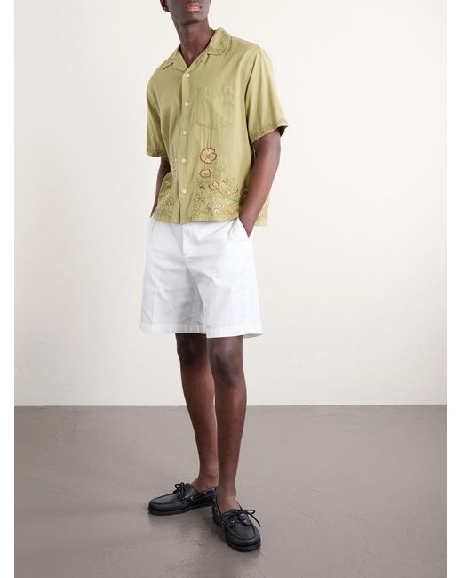 Corridor NYC Natural Augusta Embroidered Cotton Shirt for men