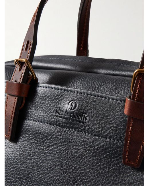 Bleu De Chauffe Black Folder Vegetable-tanned Full-grain Leather Messenger Bag for men