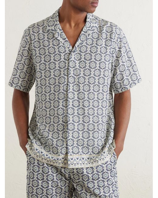 Orlebar Brown Gray Maitan Passetto Camp-Collar Printed Lyocell Shirt for men
