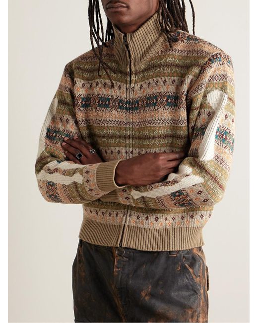 Kapital Natural Fair Isle Intarsia Wool-blend Zip-up Cardigan for men