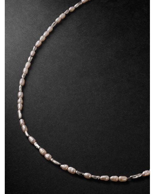 M. Cohen Black Hokkaido Sterling Pearl Beaded Necklace for men