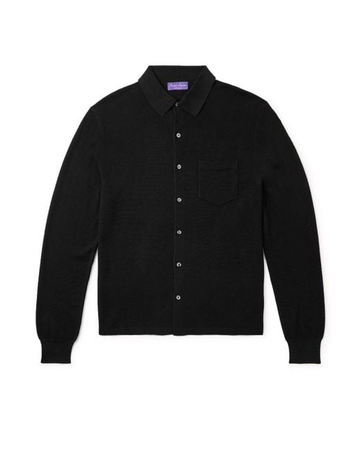 Ralph Lauren Black Silk And Cotton-Blend Piqué Cardigan for men