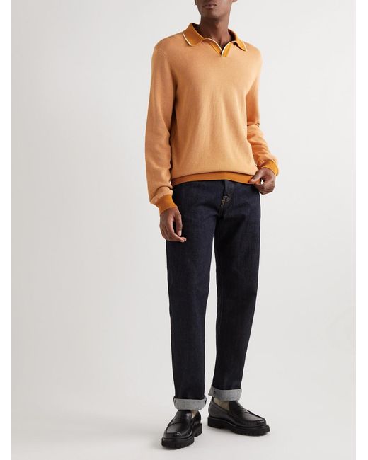 Mr P. Orange Johnny Birdseye Cotton Polo Shirt for men