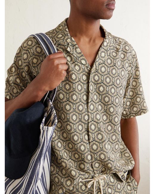 Orlebar Brown Green Maitan Passetto Camp-Collar Printed Lyocell Shirt for men