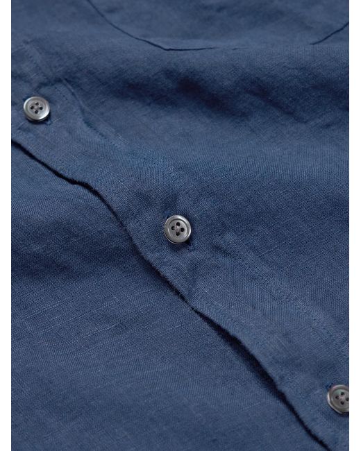 Hartford Blue Paul Pat Linen Shirt for men