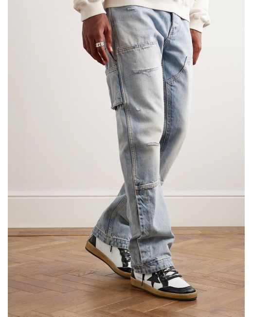 Golden Goose Deluxe Brand Blue Sky Star Suede-trimmed Distressed Leather High-top Sneakers for men