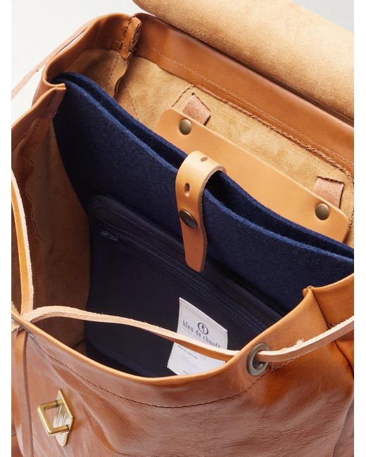 Bleu De Chauffe Brown Zibeline Leather Backpack for men