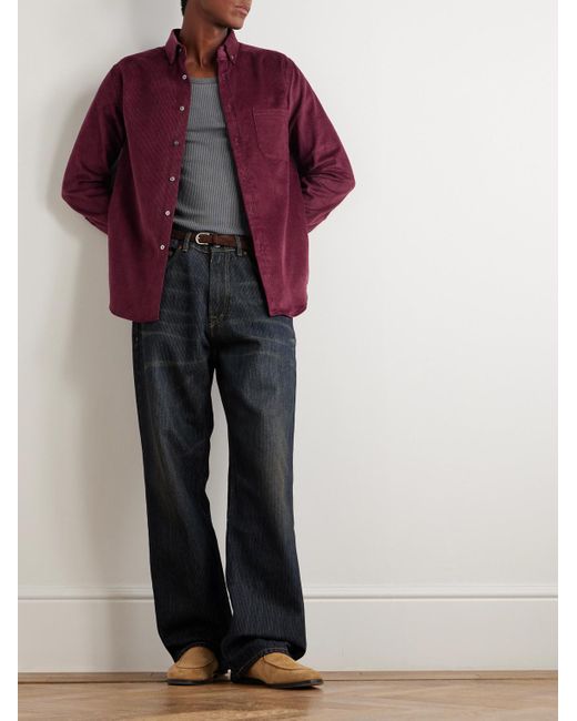 Portuguese Flannel Purple Lobo 2.0 Button-down Collar Cotton-corduroy Shirt for men
