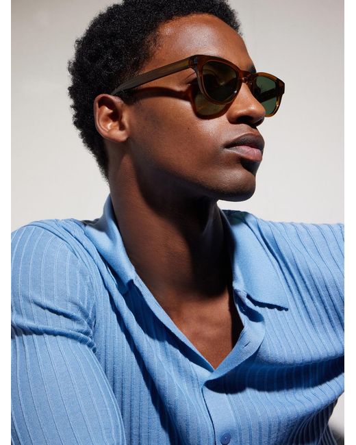 Saint Laurent Green Rounded-frame Acetate Sunglasses for men