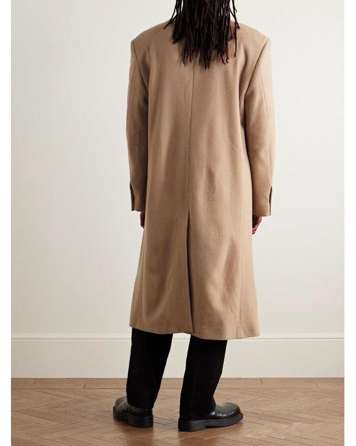 Balenciaga Natural Oversized Double-Breasted Distressed Wool-Felt Coat for men