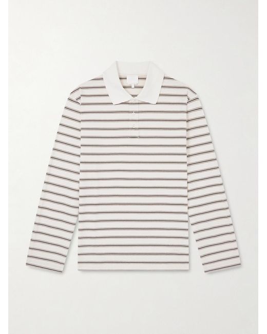 A.P.C. White Striped Organic Cotton-jersey Polo Shirt for men