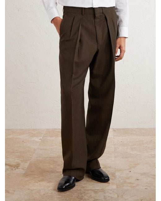 Tom Ford Brown Pleated Wool Wide-leg Trousers for men