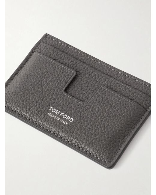 Tom Ford Gray Full-Grain Leather Cardholder for men