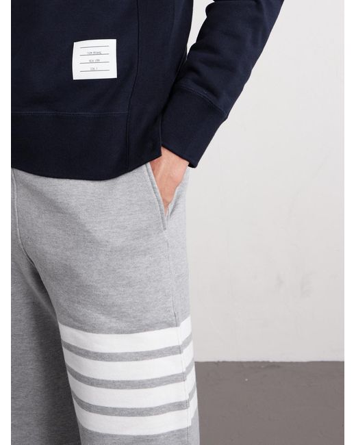 Thom Browne Gray Striped Loopback Cotton-Jersey Shorts for men