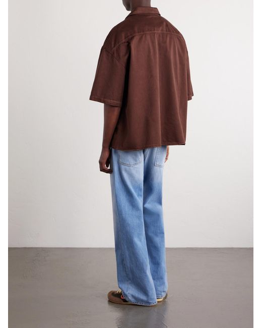 Loewe Brown Paula's Ibiza Logo-Embroidered Cotton Shirt for men