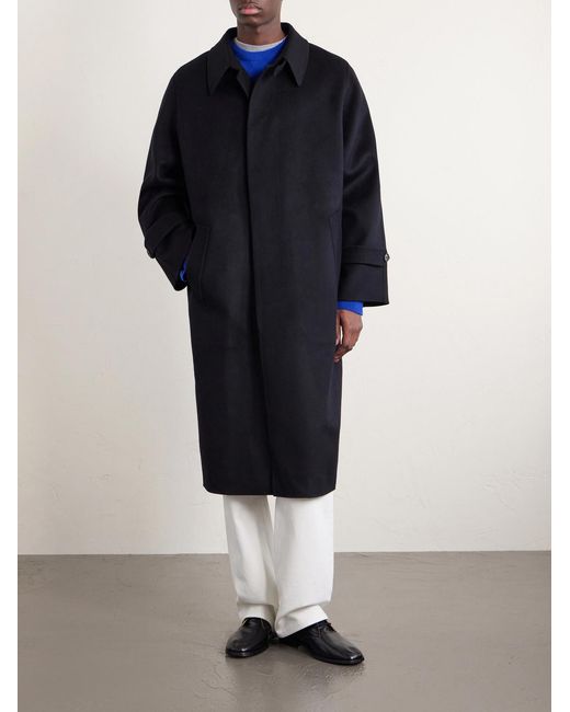Auralee Blue Melton Wool Coat for men