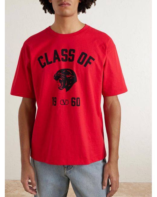 Valentino Garavani Red Logo-print Cotton-jersey T-shirt for men