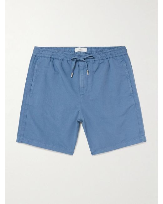 Mr P. Blue Straight-Leg Organic Cotton And Linen-Blend Drawstring Shorts for men