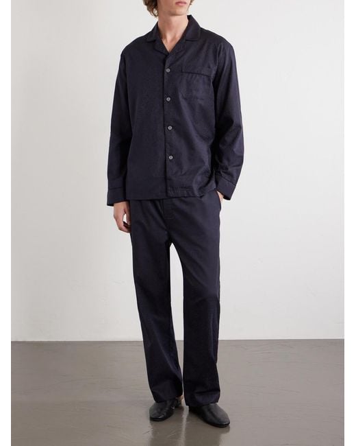 Derek Rose Blue Paris 17 Cotton-Poplin Pyjama Set for men
