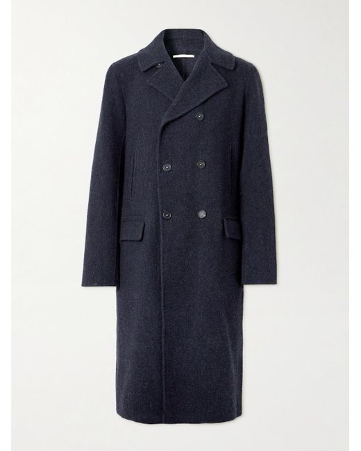 Massimo Alba Blue Double-breasted Wool Coat for men