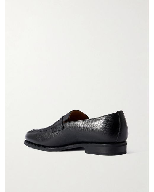 Majordome Black M08 Cross-grain Leather Penny Loafers for men