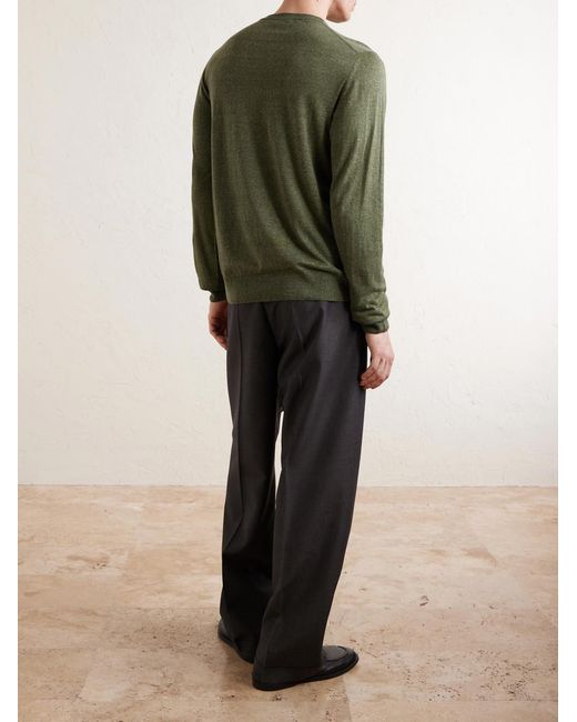 Piacenza 1733 Green Silk And Linen-blend Sweater for men