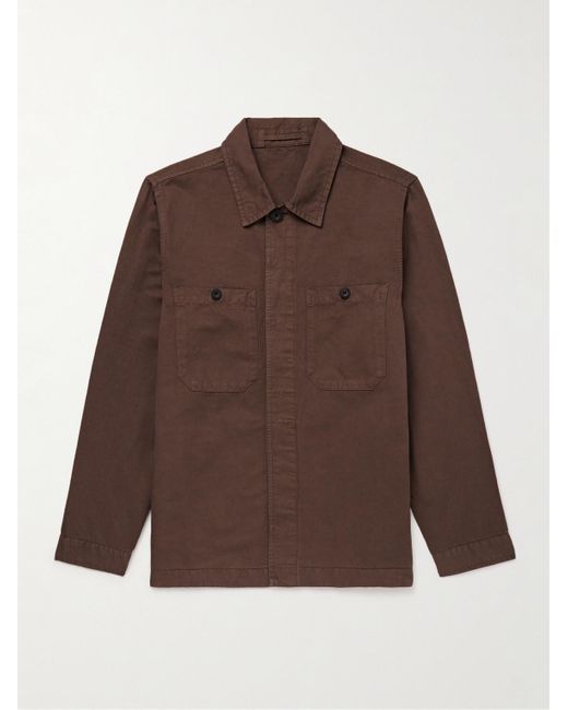 Mr P. Brown Garment-dyed Cotton And Linen-blend Twill Overshirt for men