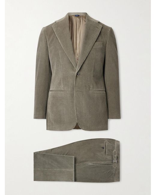 Thom Sweeney Gray Cotton And Wool-Blend Corduroy Suit for men