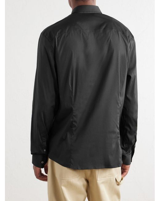 James Perse Black Stretch Cotton-Blend Poplin Shirt for men