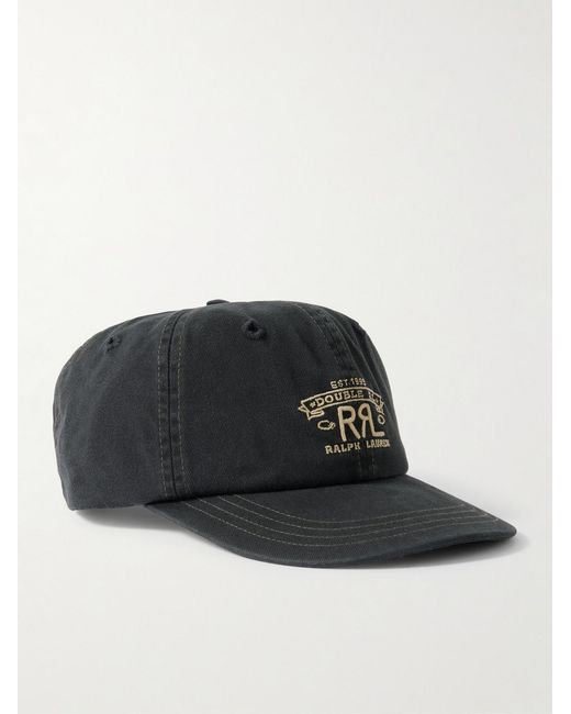 RRL Black Logo-Embroidered Cotton-Twill Baseball Cap for men