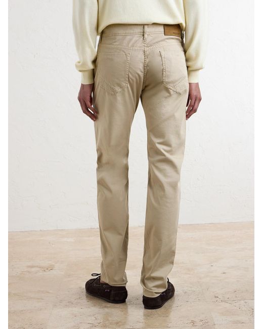 Slowear Natural Slim-fit Stretch Cotton-blend Gabardine Trousers for men