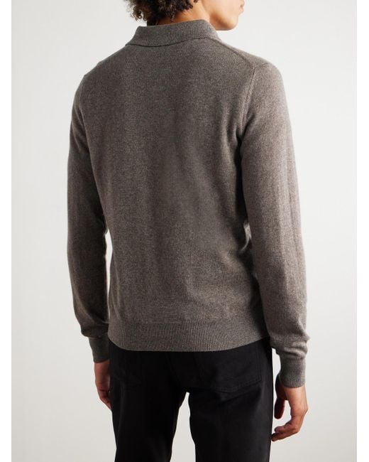 Rubinacci Gray Cashmere Polo Sweater for men