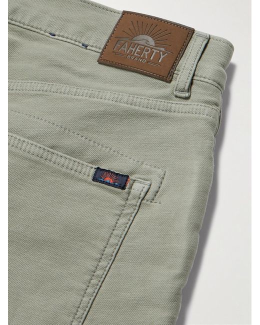 Faherty Brand Green Slim-fit Cotton-blend Jersey Trousers for men
