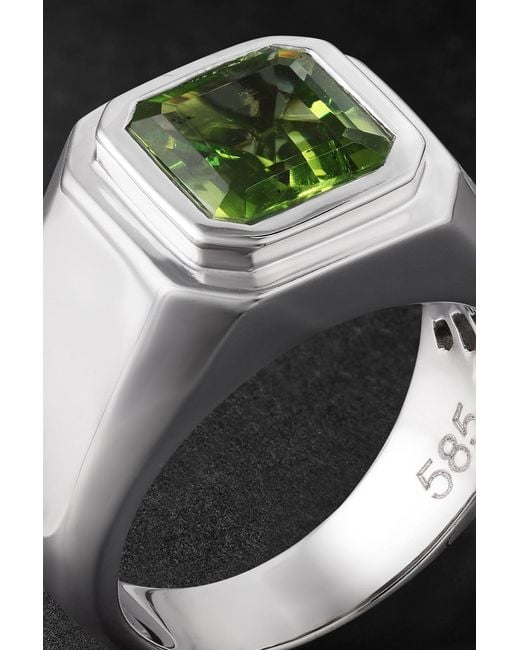 42 Suns Black 14-Karat Peridot Signet Ring for men